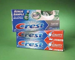 Toothpaste unitized with Flxtite® AP-1 Non-Irradiated Polyolefin Film