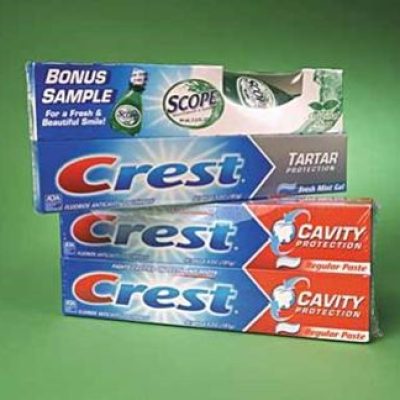 Toothpaste unitized with Flxtite® AP-1 Non-Irradiated Polyolefin Film